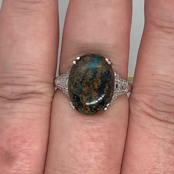 Chrysocolla & Zircon Ring - Picture 2 of 3